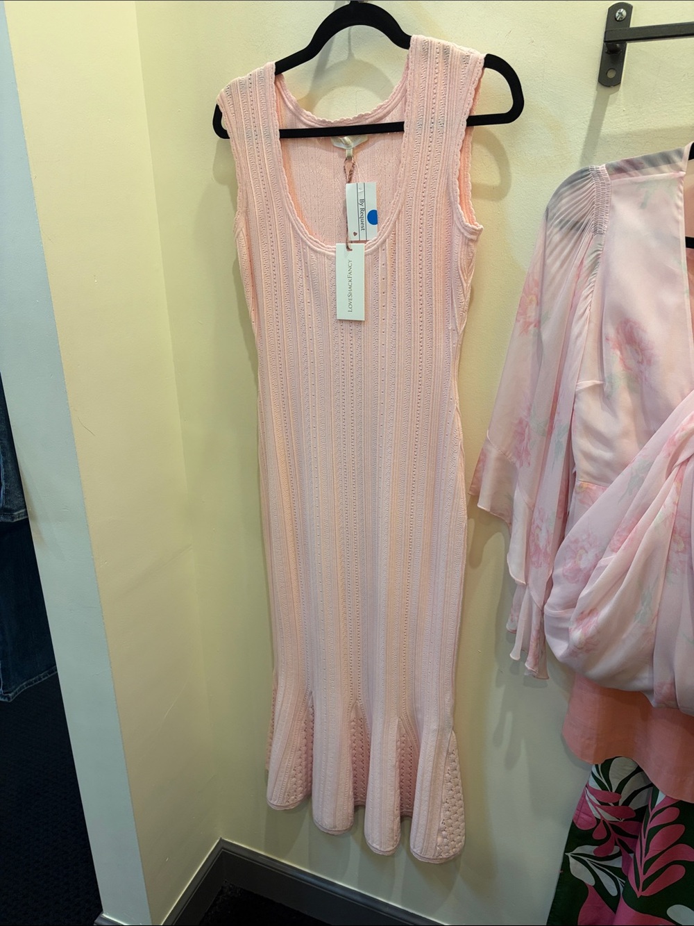 LoveShackFancy Pale Pink Sleeveless Knit Maxi Dress